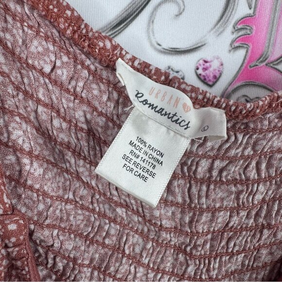 URBAN Romantics tank top flowy ribbon tie up pink orange Rust Floral Camisole - Picture 5 of 7